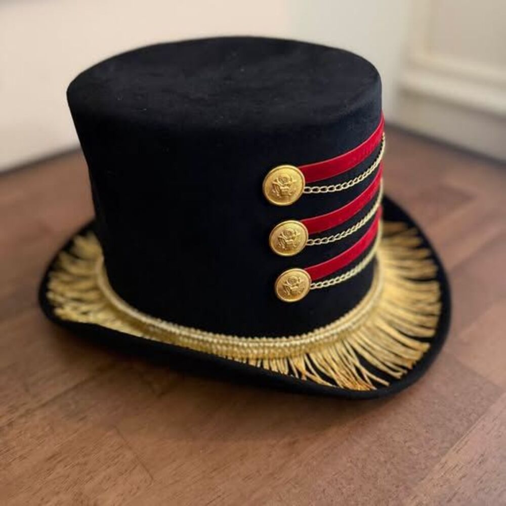 Dress Up America Military-Style Costume Hat – Adult One Size – Black/Red/Gold